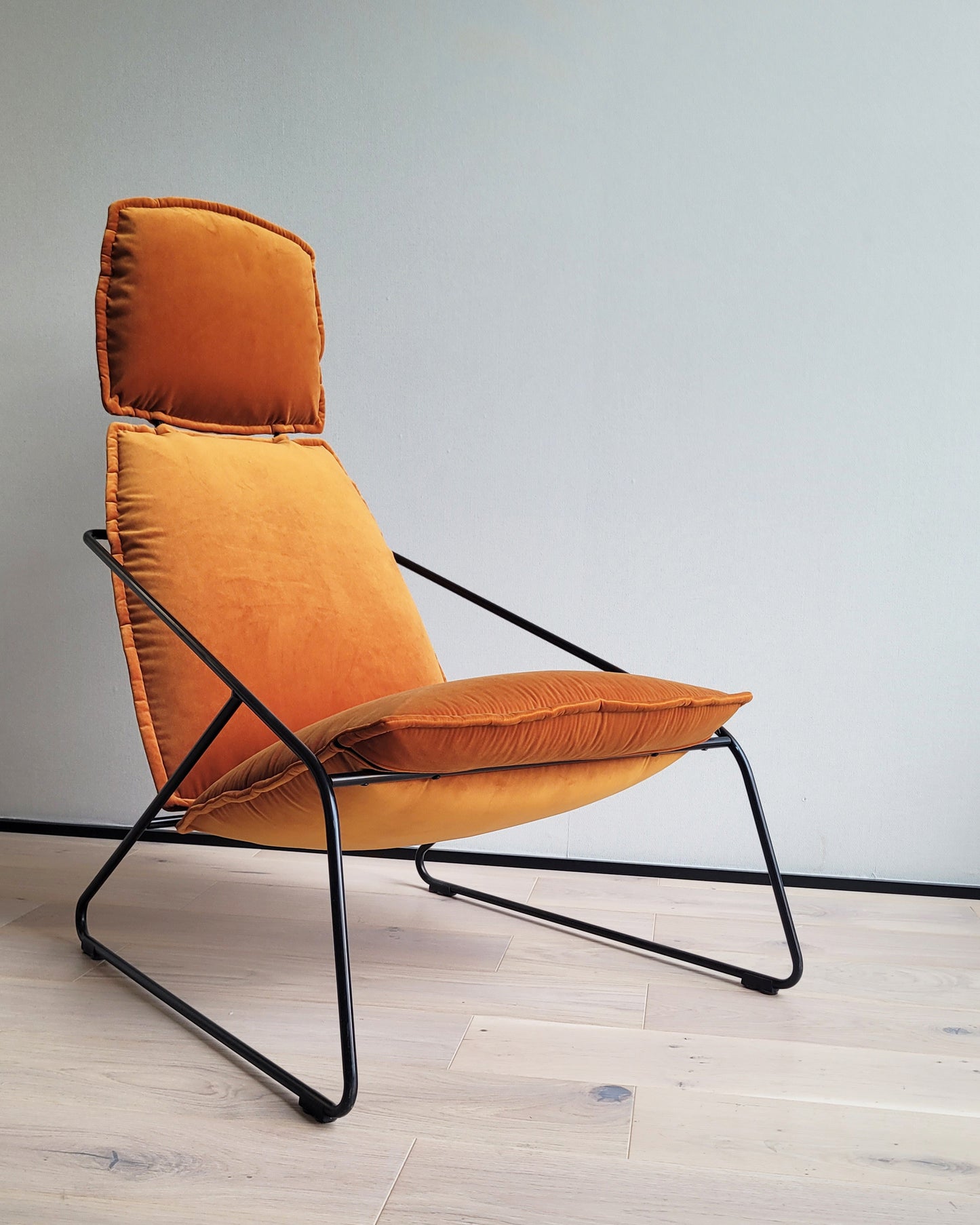 Fotel IKEA VILLSTAD vintage | po renowacji, pomarańczowy welur