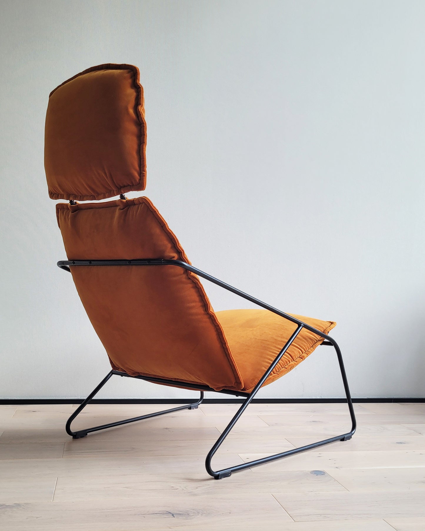 Fotel IKEA VILLSTAD vintage | po renowacji, pomarańczowy welur