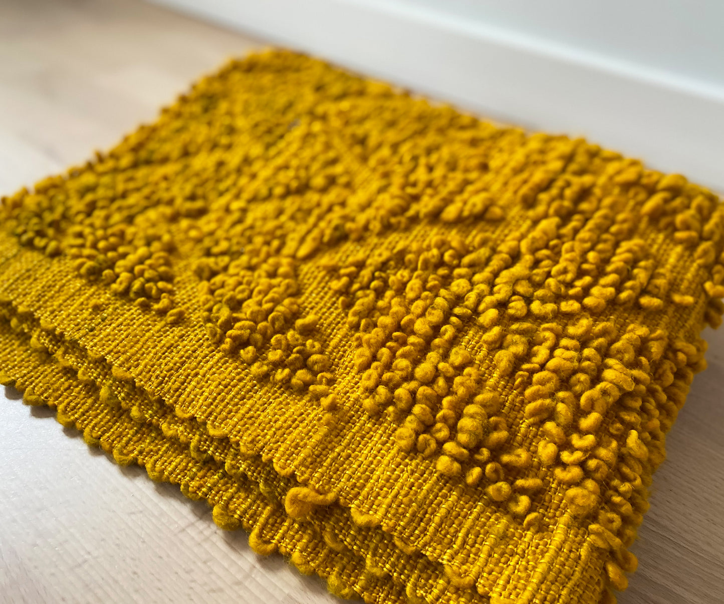 Gobelin kilim dywan | PRL wełniany vintage | musztardowy żółty