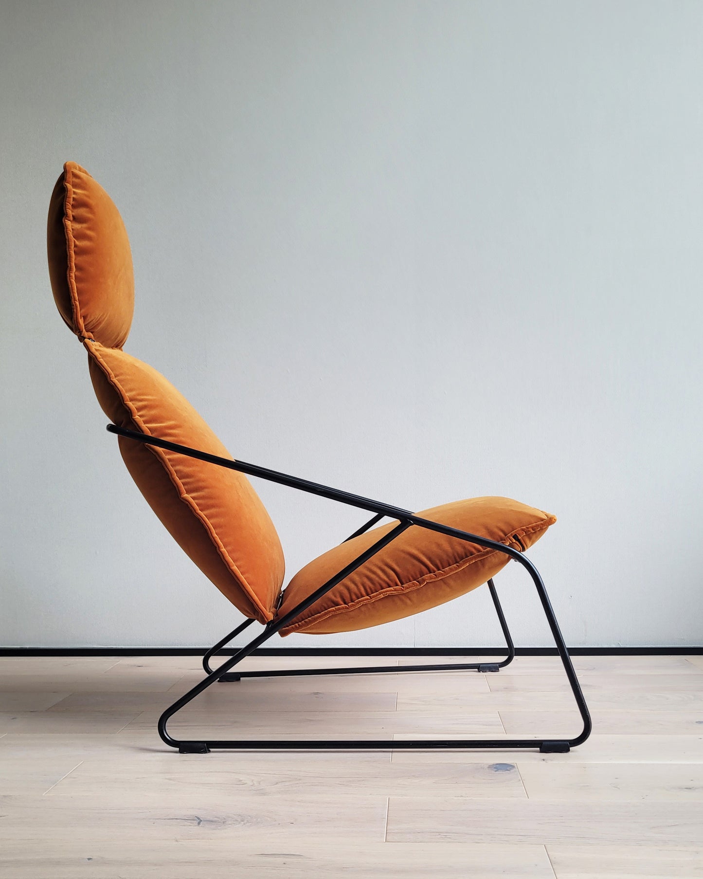Fotel IKEA VILLSTAD vintage | po renowacji, pomarańczowy welur