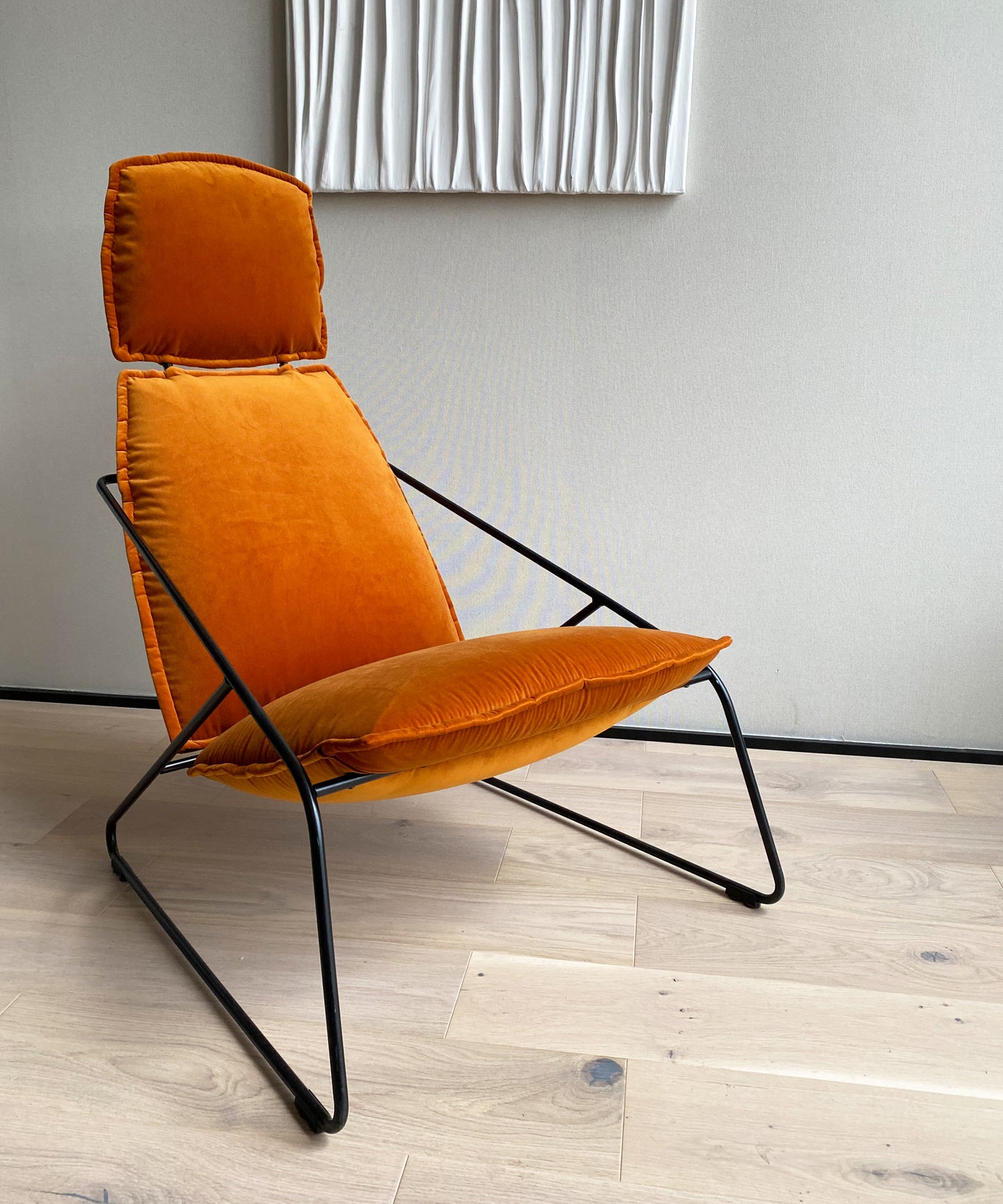 Fotel IKEA VILLSTAD vintage | po renowacji, pomarańczowy welur