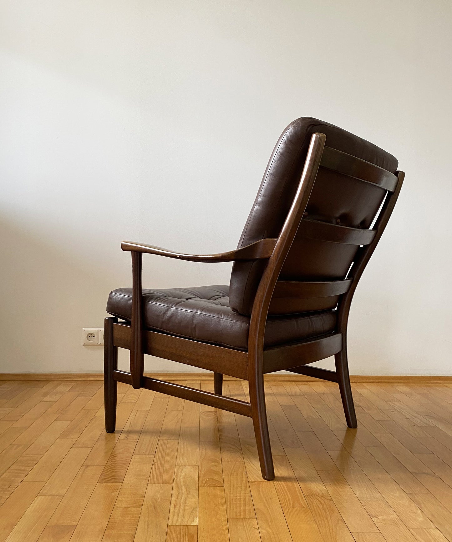 Fotel Farstrup | skórzany brązowy | duński Midcentury Modern | lata 60