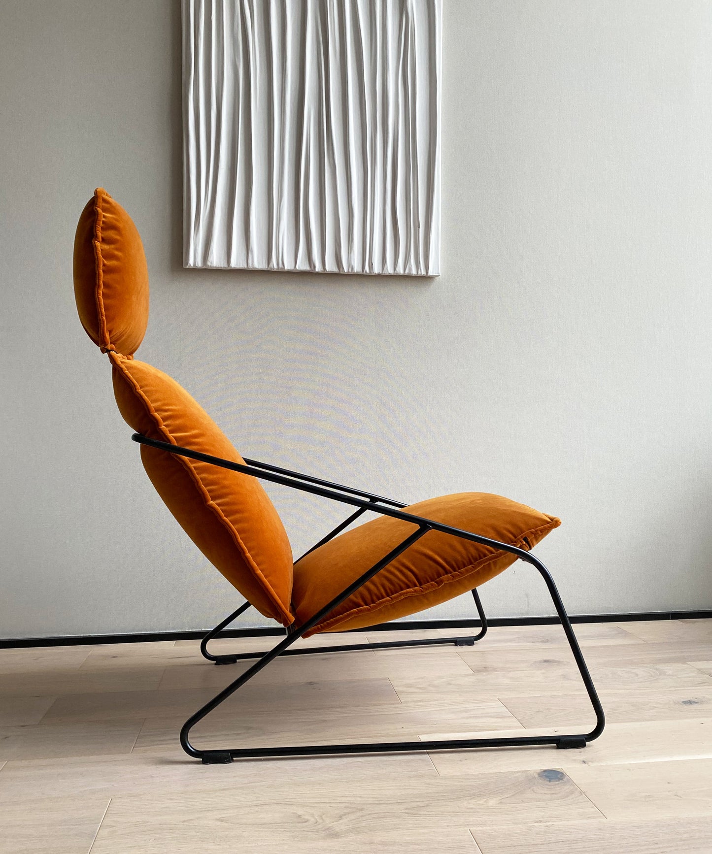 Fotel IKEA VILLSTAD vintage | po renowacji, pomarańczowy welur