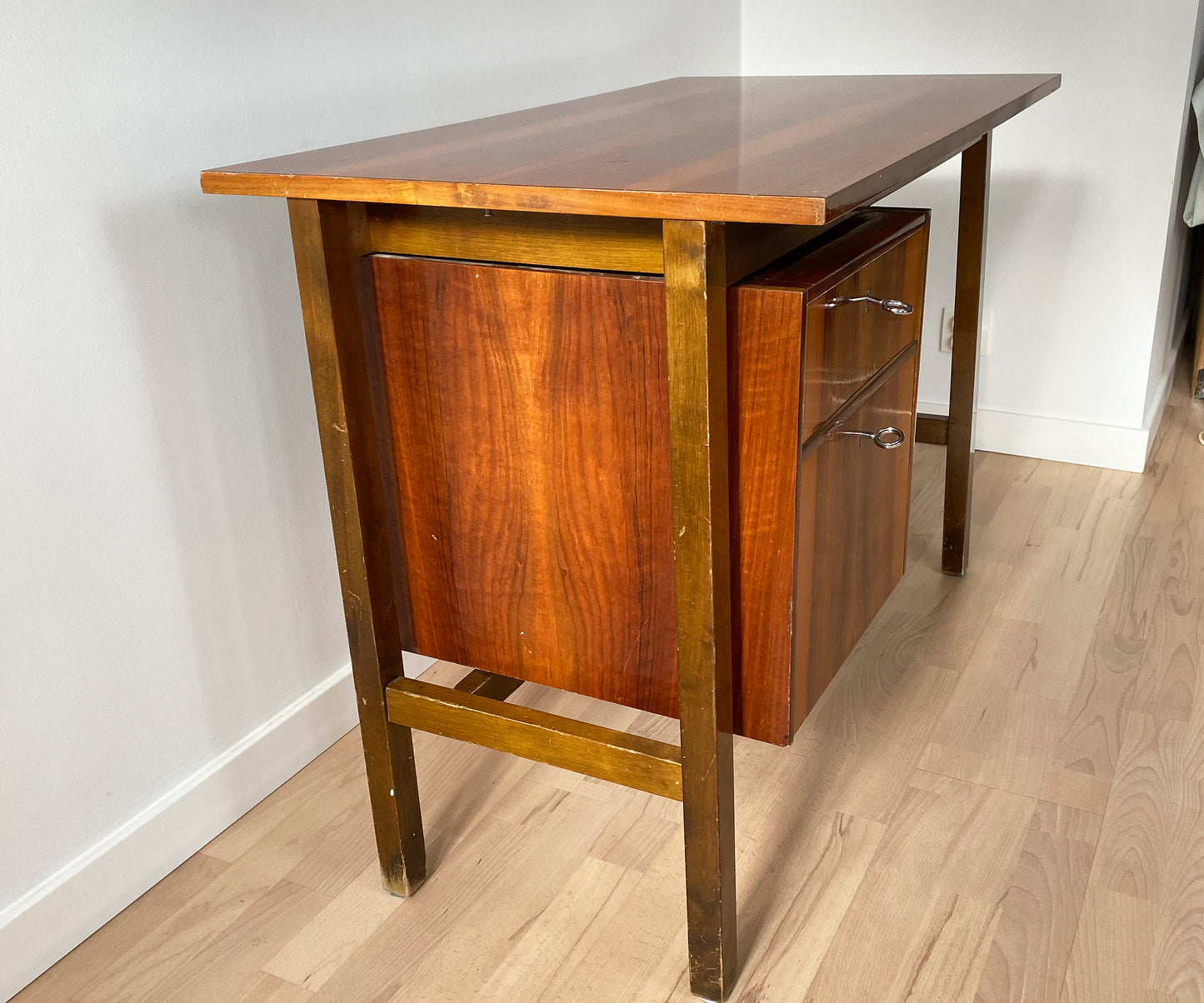 Biurko małe z szufladami | vintage PRL lata 60 | modernizm bauhaus