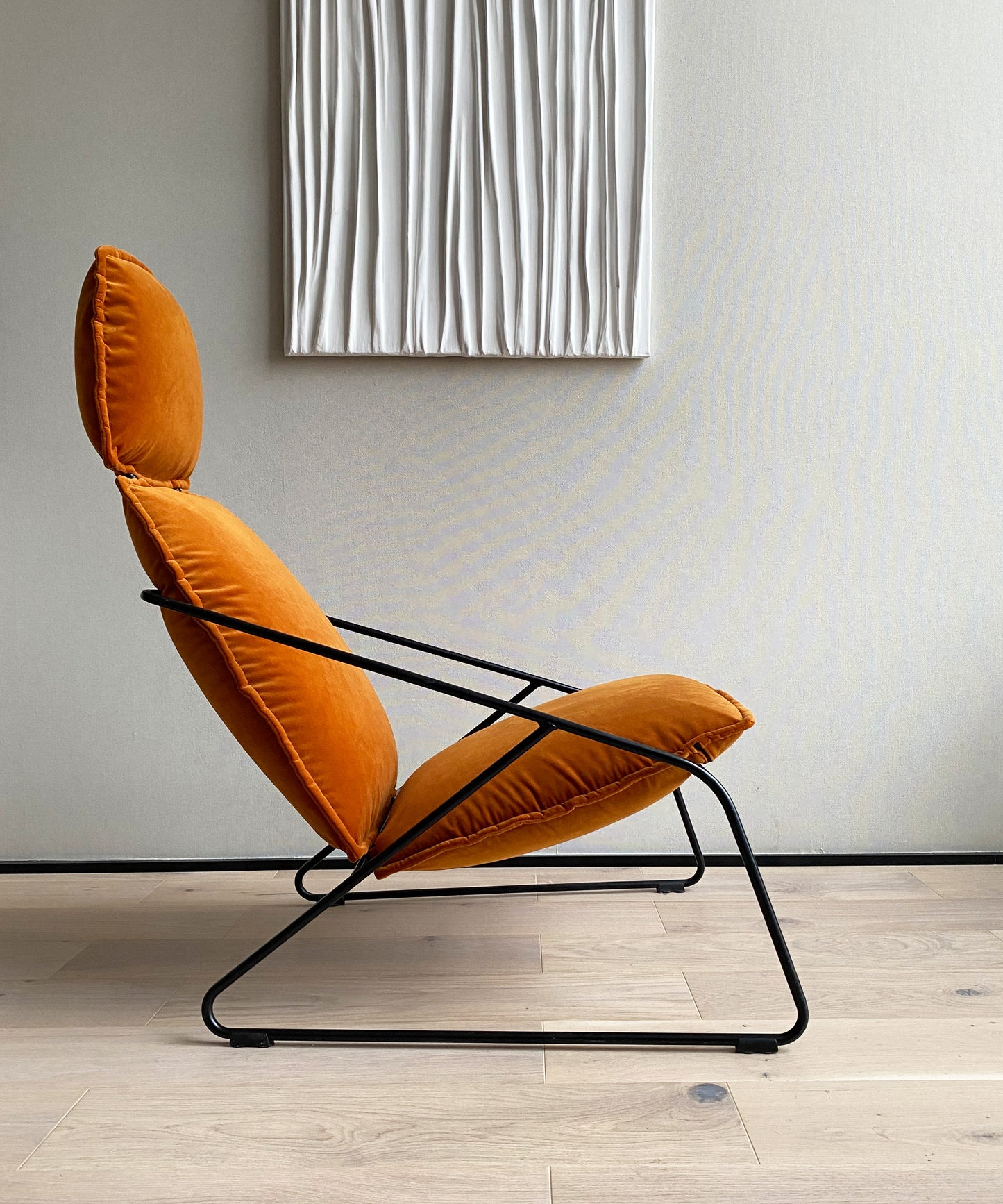 Fotel IKEA VILLSTAD vintage | po renowacji, pomarańczowy welur