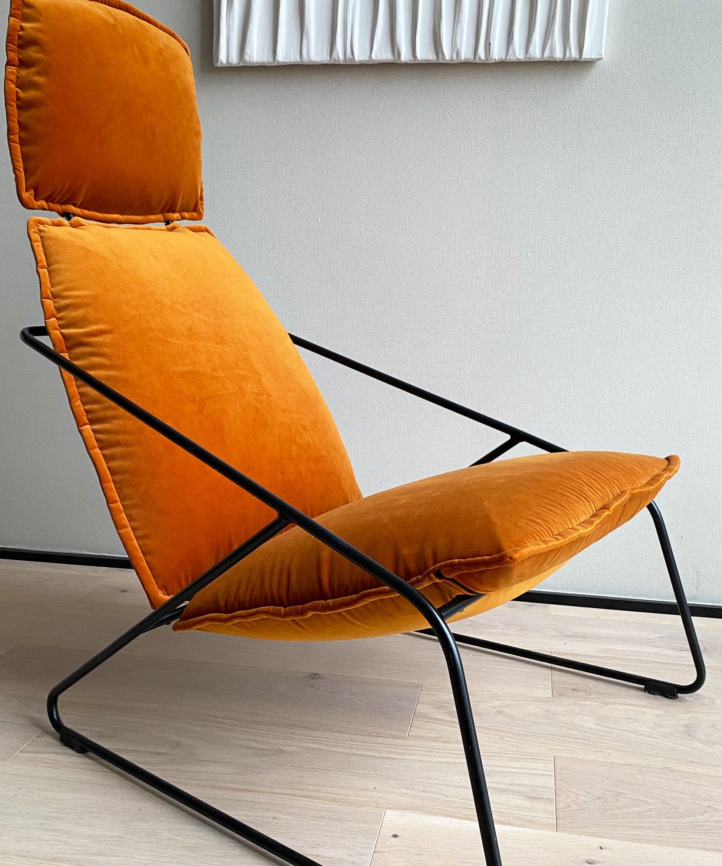 Fotel IKEA VILLSTAD vintage | po renowacji, pomarańczowy welur