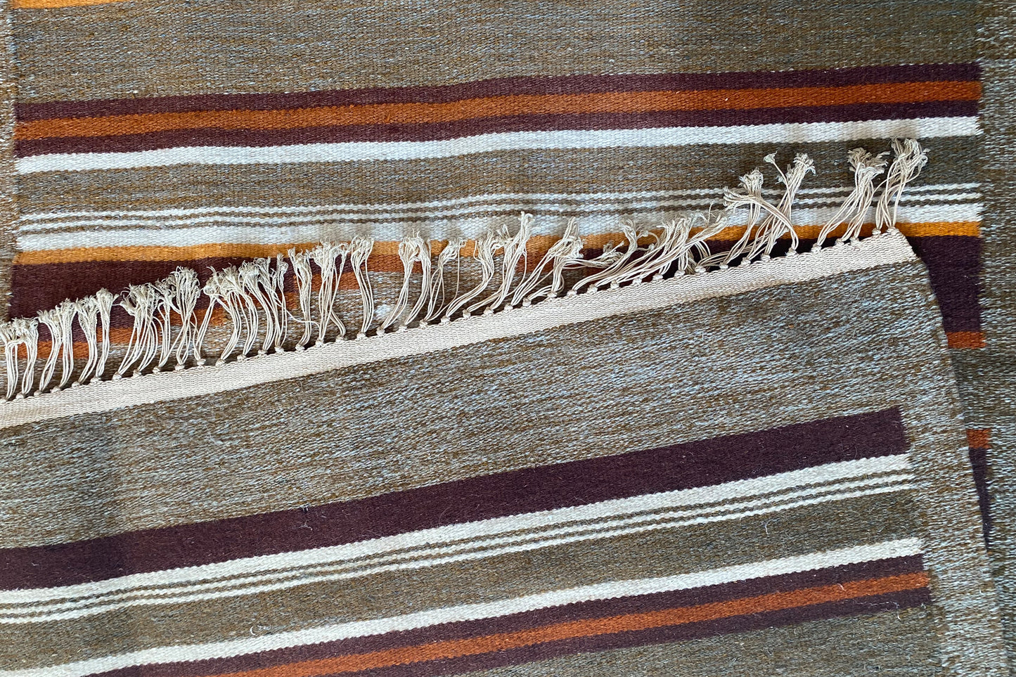 Gobelin kilim dywan | PRL vintage | geometryczny wzór kolory ziemi