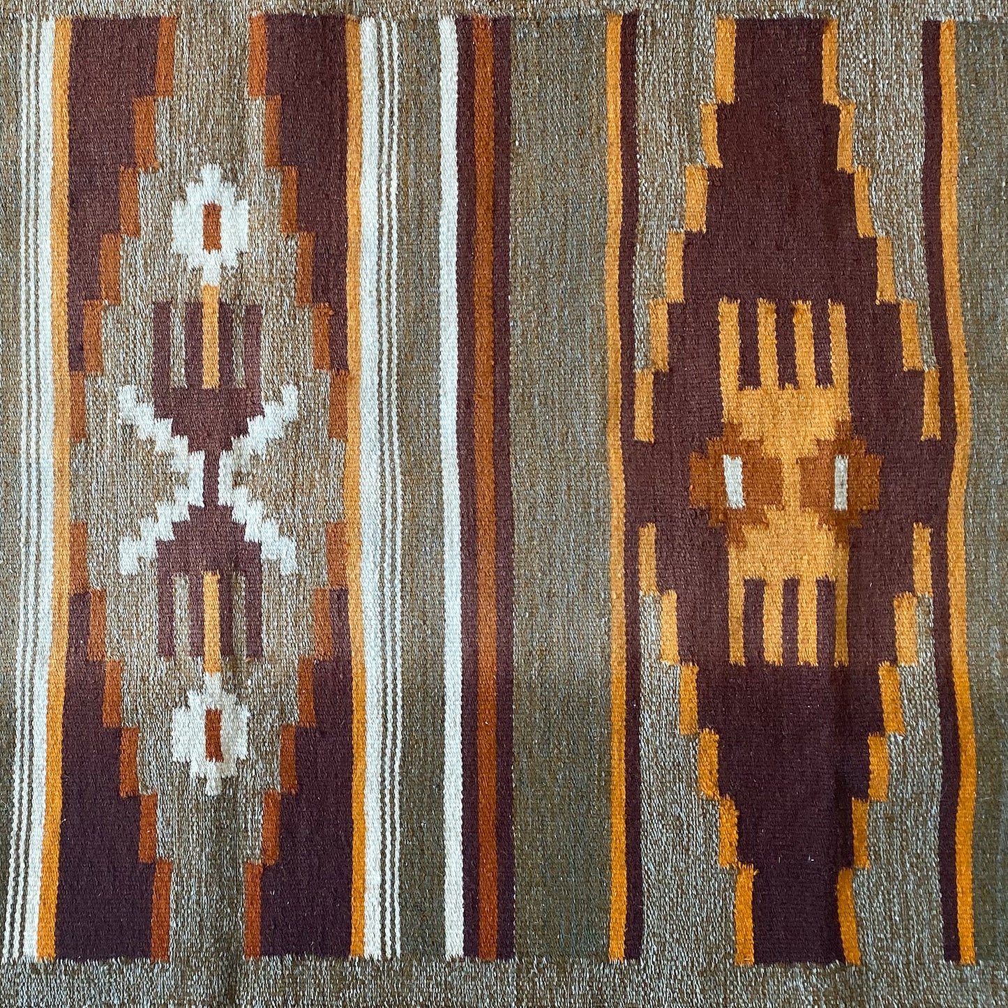 Gobelin kilim dywan | PRL vintage | geometryczny wzór kolory ziemi