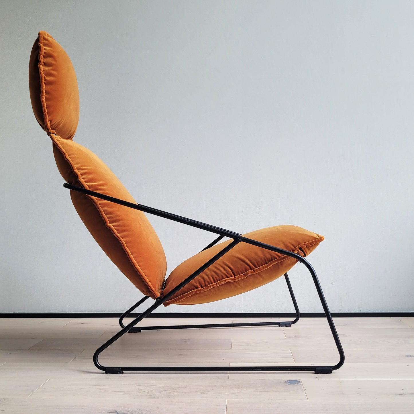 Fotel IKEA VILLSTAD vintage | po renowacji, pomarańczowy welur